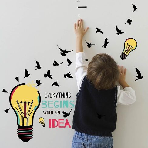 SUPERDANT Let’s Read Wall Stickers Reading Corner Wall Decals Book Rainbow Art Sticker Nursery Classroom Wallpaper Decor for Study Room Classroom Kids Library Decorations in Kuwait