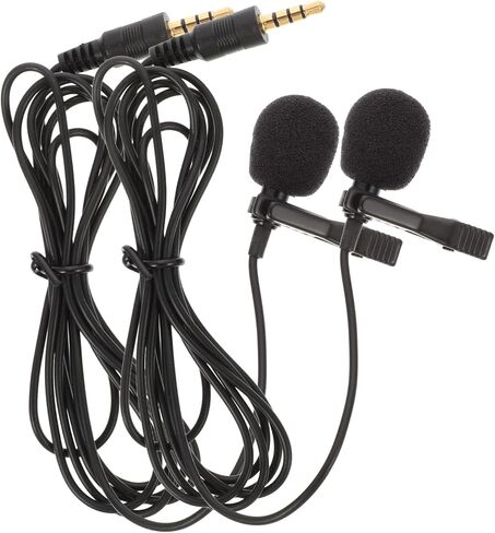 2pcs Lavalier Microphone Clip Mic Omnidirectional Recording Lapel Mic for Interviews Video and Music Sturdy Clip Design for Easy Use and Sound in Saudi Arabia