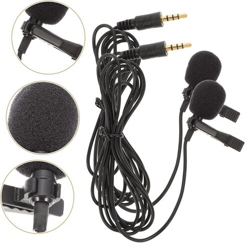 2pcs Lavalier Microphone Clip Mic Omnidirectional Recording Lapel Mic for Interviews Video and Music Sturdy Clip Design for Easy Use and Sound in Saudi Arabia