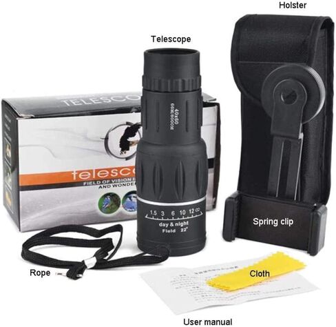Telescopes for Adults Astronomy, High Power Telescope 40X60 Military Hd l Monocular Zoom Binoculars Night Optic Scope Big Vision Telescopio in Saudi Arabia