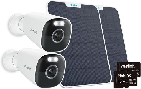 كاميرا أمان شمسية REOLINK 4K/8MP لاسلكية خارجية + بطاقة SD سعة 128 جيجا، رؤية ليلية ملونة خارج المنزل، واي فاي 2.4/5 جيجا هرتز، تعمل بالطاقة الشمسية/البطارية، بدون رسوم إضافية، مجموعة Argus Eco Ultra 2Pack in Saudi Arabia