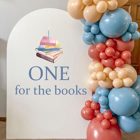 ملصق Upfirst One for Books - ديكور عيد الميلاد الأول لكتاب القصص، مكتبة القراءة لديكور عيد الميلاد الأول للفتيات أو الأولاد، ملصق كتب لخلفية قوس البالونات (ملصق كتاب أزرق) in Kuwait