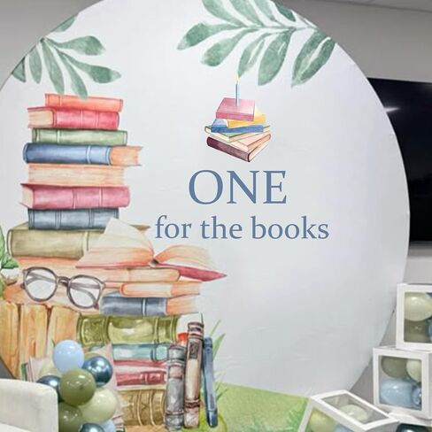 ملصق Upfirst One for Books - ديكور عيد الميلاد الأول لكتاب القصص، مكتبة القراءة لديكور عيد الميلاد الأول للفتيات أو الأولاد، ملصق كتب لخلفية قوس البالونات (ملصق كتاب أزرق) in Kuwait