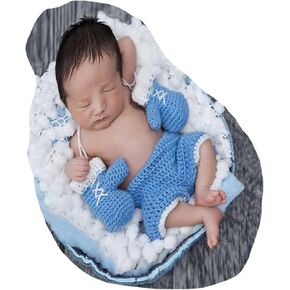 Newborn Photoshoot Outfits Props for Boys Girls Crochet Boxing Champion Gloves & Shorts Set for Unisex Baby Photography in Kuwait