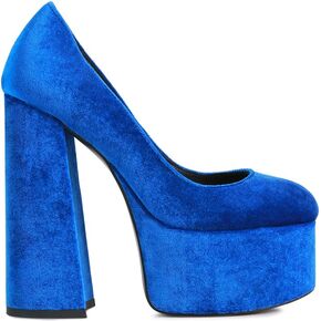 London Rag Old Novelty Platform Heel Velvet Pumps in Kuwait