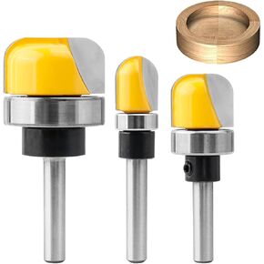 3 Pcs Bowl and Tray Router Bits Set, 1/4" Shank Carbide Dish Carving Router Bits with Bottom Bearing, Cutting Diameters 1/2", 3/4", 1-1/8" for Woodworking Bowls, Trays, Boxes, Crafts in Saudi Arabia