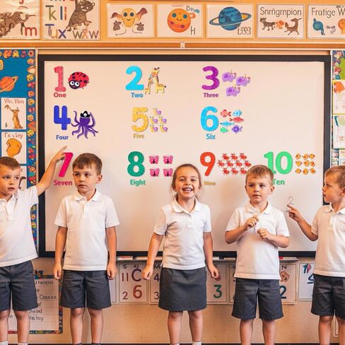 Large Number Wall Decals Stickers, Animal Numbers 1-10 Educational Learning Classroom Wall Decals, Peel and Stick Removable for Classroom Playroom Daycare in Saudi Arabia