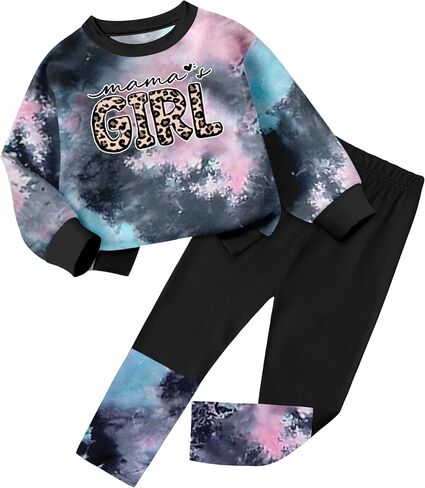 Baby Girl Clothes Tie Dye Letter Print Top Toddler Girl Clothes and Leggings Fall Winter Girls 2 Piece Outfits 12M-4Y in Saudi Arabia