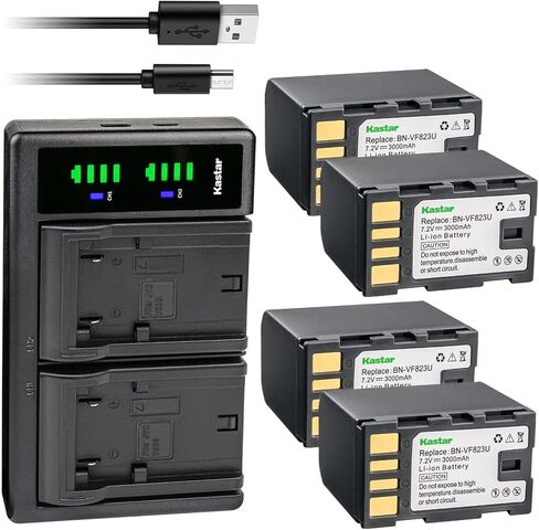 Kastar BN-VF823 LTD2 استبدال شاحن بطارية USB لـ JVC GR-D870EK GR-D870US GR-D875 GR-D875EK GR-D875US GR-DA20 GR-DA20EX GR-DA30 GR-DA30AC GR-DA30US GS-TD1 GS-TD1BEK GS-TD1BUS جي زد-HD3 in Saudi Arabia