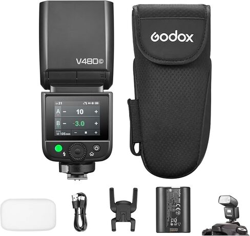فلاش كاميرا GODOX V480S V480-S TTL لسوني، GN50 Speedlite 650 رقم فلاش 1/8000s HSS 1.7s وقت إعادة الشحن مدمج 5600K ضوء تعديل LED مع موزع متوافق مع كاميرات سوني in Saudi Arabia
