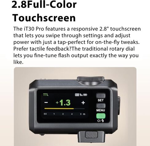 Godox Mini iT30Pro C iT30 Pro C for Canon TTL Flashlight Wireless Touch Screen Portable Flashlight HSS 1/8000 Second Compatible with Mirrorless Cameras External Flash Compatible for Canon Black in Saudi Arabia
