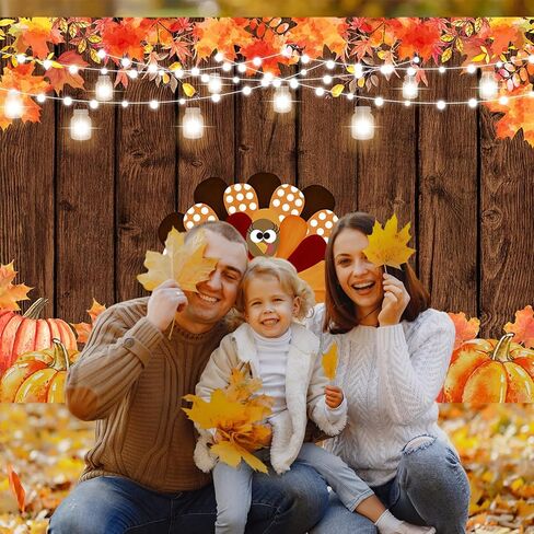 Mocsicka 7x5ft عيد الشكر خلفية تركيا اليقطين أوراق القيقب friendsgiving حزب الزينة ريفي الخشب صورة خلفية الخريف الحصاد راية حزب الزينة in Kuwait
