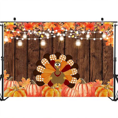 Mocsicka 7x5ft عيد الشكر خلفية تركيا اليقطين أوراق القيقب friendsgiving حزب الزينة ريفي الخشب صورة خلفية الخريف الحصاد راية حزب الزينة in Kuwait