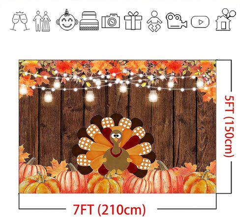 Mocsicka 7x5ft عيد الشكر خلفية تركيا اليقطين أوراق القيقب friendsgiving حزب الزينة ريفي الخشب صورة خلفية الخريف الحصاد راية حزب الزينة in Kuwait