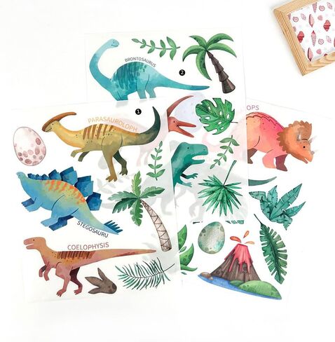 116 قطعة من ملصقات الحائط الكرتونية التجريدية ذاتية اللصق على شكل ديناصور - 8 ورقات من الفينيل قابلة للإزالة لغرفة الأطفال، والحضانة، وغرفة اللعب، وديكور المنزل (النمط C) in Kuwait