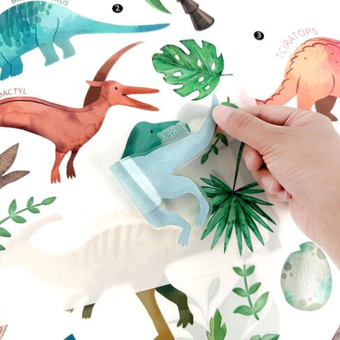 116 قطعة من ملصقات الحائط الكرتونية التجريدية ذاتية اللصق على شكل ديناصور - 8 ورقات من الفينيل قابلة للإزالة لغرفة الأطفال، والحضانة، وغرفة اللعب، وديكور المنزل (النمط C) in Kuwait