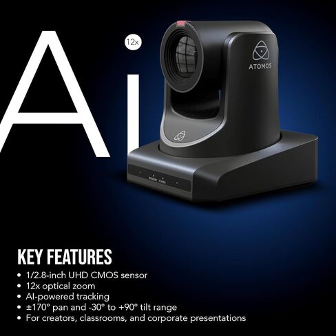 Atomos A-Eye 4K PTZ Camera 12x Optical Zoom with AI Auto-Tracking (Black) Bundle with Remote Control (2 Items) in Saudi Arabia