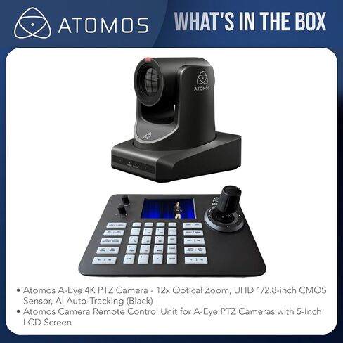 Atomos A-Eye 4K PTZ Camera 12x Optical Zoom with AI Auto-Tracking (Black) Bundle with Remote Control (2 Items) in Saudi Arabia