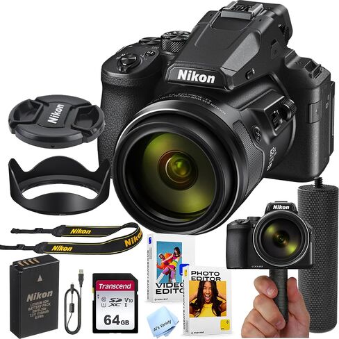 كاميرا نيكون COOLPIX P950 الرقمية زووم 24-2000 ملم | فيديو بدقة 83×، بدقة 16 ميجابكسل بدقة 4K + ذاكرة سعة 64 جيجابايت + مقبض تثبيت + حزمة برامج + المزيد (حزمة القيمة) (متجددة) in Saudi Arabia