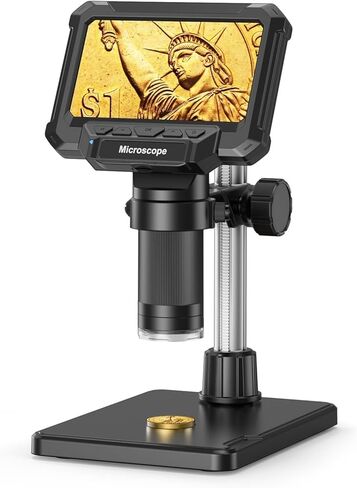 Digital Microscope with 4.3inch IPS Screen 1600X Coin Mirroscope with Lights 1920P HD Video Microscope(with Lights) in Kuwait