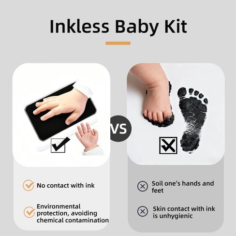 طقم ذاكرة بدون حبر مكون من 15 مجموعة لمطبوعات اليد والقدم، وانطباعات مخالب الحيوانات الأليفة - وسادة حبر تعمل باللمس مع بطاقات تذكارية، وسادة طباعة لليد والقدم قابلة لإعادة الاستخدام، هدية لحديثي الولادة والحيوانات الأليفة (أسود) in Kuwait