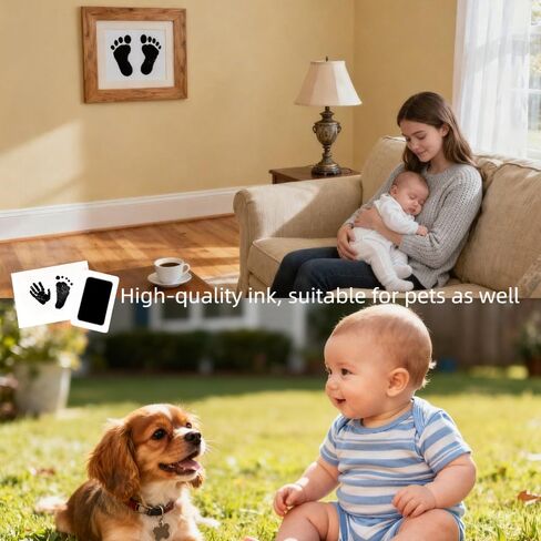 طقم ذاكرة بدون حبر مكون من 15 مجموعة لمطبوعات اليد والقدم، وانطباعات مخالب الحيوانات الأليفة - وسادة حبر تعمل باللمس مع بطاقات تذكارية، وسادة طباعة لليد والقدم قابلة لإعادة الاستخدام، هدية لحديثي الولادة والحيوانات الأليفة (أسود) in Kuwait