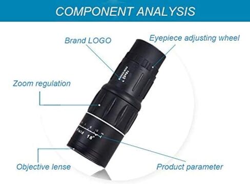 Telescopes for Adults Astronomy, High Power Monocular Telescope 16x52 High Power Monocular with Smartphone Holder with Tripod Bak4 Prism Dual Focus for Bird Watching Black in Saudi Arabia