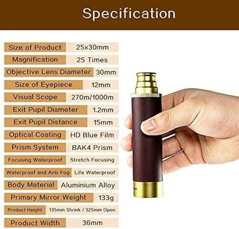 Telescopes for Adults Astronomy, High Power Monocular Telescope 25X30 Spyglass Tools High Power Mirror Retro Pirate Monocular Binocular Scope in Saudi Arabia