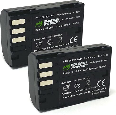 Wasabi Power Battery (2-Pack) for Pentax D-LI90 and Pentax 645D 645Z K-01, K-1, K-1 II, K-3, K-3 III, K-5, K-5 II, K-5 IIs, K-7 in Saudi Arabia