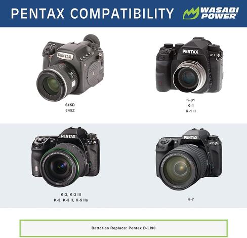Wasabi Power Battery (2-Pack) for Pentax D-LI90 and Pentax 645D 645Z K-01, K-1, K-1 II, K-3, K-3 III, K-5, K-5 II, K-5 IIs, K-7 in Saudi Arabia