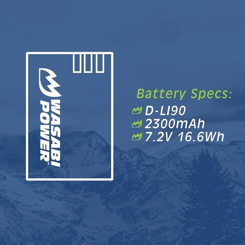 Wasabi Power Battery (2-Pack) for Pentax D-LI90 and Pentax 645D 645Z K-01, K-1, K-1 II, K-3, K-3 III, K-5, K-5 II, K-5 IIs, K-7 in Saudi Arabia