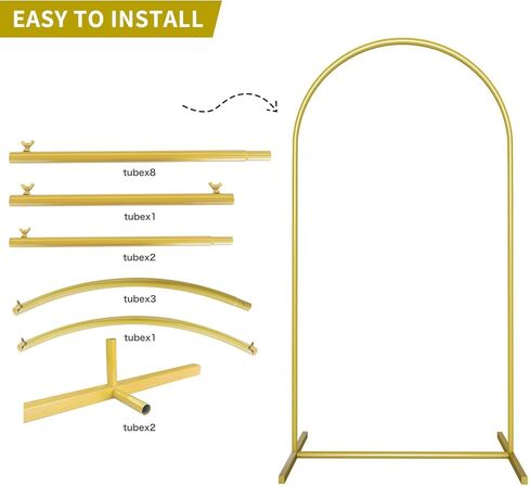 Metal Arch Backdrop Stand Gold Wedding Balloon Arched Backdrop Stand Square Arch Frame for Birthday Party Bridal Baby Shower Ceremony Decoration in 1.5M in Kuwait