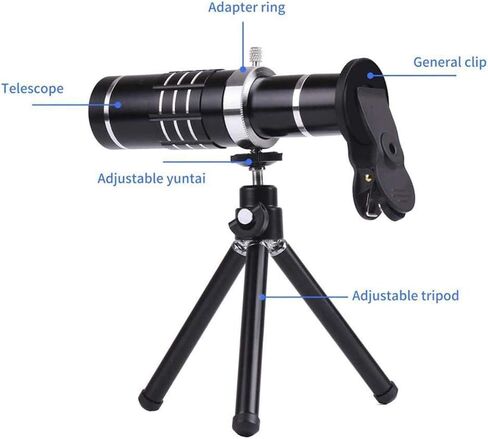 Telescopes for Adults Astronomy, High Power Binoculars Cell Phone Camera Lens 12X Telephoto 18X Hd Monocular Phone Zoom Lens W/Tripod Clip Set Smartphone Mobile Telescopica 12Xzoomkitgold in Saudi Arabia