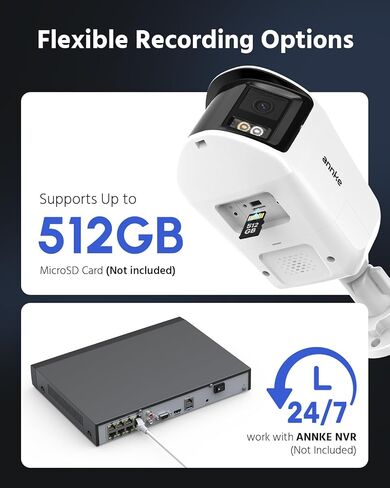 ANNKE FCD800 قطعتان 4K 8MP كاميرا أمان PoE بعدسة مزدوجة، عرض بانورامي 180 درجة، رؤية ليلية ذكية مزدوجة الألوان، صوت ثنائي الاتجاه، إنذار ضوئي وصوت، كشف حركة الإنسان/المركبة، IP67 مقاوم للطقس in Kuwait