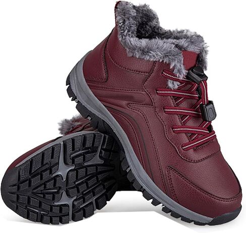Women'S Waterproof Winter Snow Boots Warm Fur Lined Comfort Non-Slip Soft Bottom Outdoor Walking Boots Shoes in Saudi Arabia