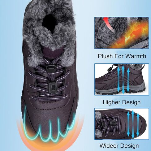 Women'S Waterproof Winter Snow Boots Warm Fur Lined Comfort Non-Slip Soft Bottom Outdoor Walking Boots Shoes in Saudi Arabia