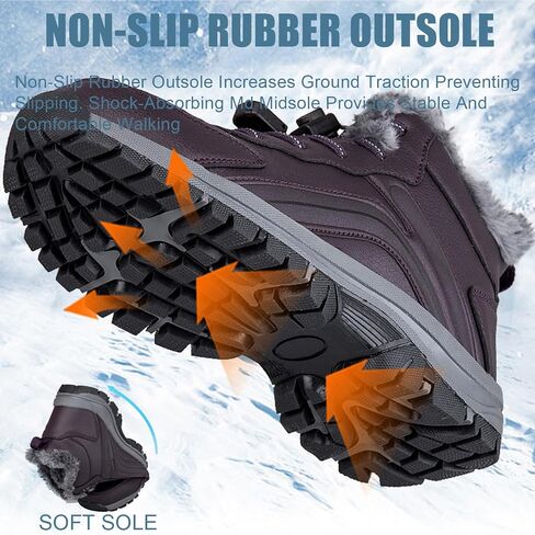 Women'S Waterproof Winter Snow Boots Warm Fur Lined Comfort Non-Slip Soft Bottom Outdoor Walking Boots Shoes in Saudi Arabia