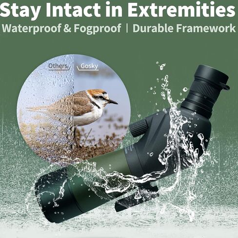 نطاق اكتشاف Gosky 20-60x60 عالي الدقة مع حامل ثلاثي القوائم وحقيبة حمل ومحول هاتف نطاق - BAK4 بزاوية 45 درجة نطاق مراقبة الطيور لمشاهدة مناظر الحياة البرية in Kuwait