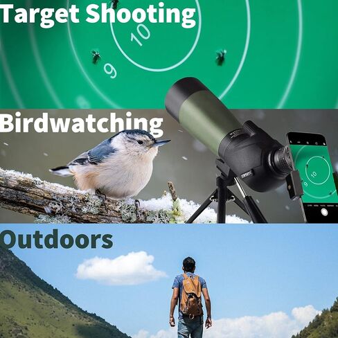 نطاق اكتشاف Gosky 20-60x60 عالي الدقة مع حامل ثلاثي القوائم وحقيبة حمل ومحول هاتف نطاق - BAK4 بزاوية 45 درجة نطاق مراقبة الطيور لمشاهدة مناظر الحياة البرية in Kuwait