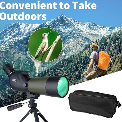 نطاق اكتشاف Gosky 20-60x60 عالي الدقة مع حامل ثلاثي القوائم وحقيبة حمل ومحول هاتف نطاق - BAK4 بزاوية 45 درجة نطاق مراقبة الطيور لمشاهدة مناظر الحياة البرية in Kuwait