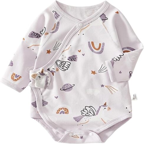 Kimono Style Baby Wrap Over Long Sleeve Bodysuit with Cute Animal Shaped Hook and Loop Closure in Saudi Arabia