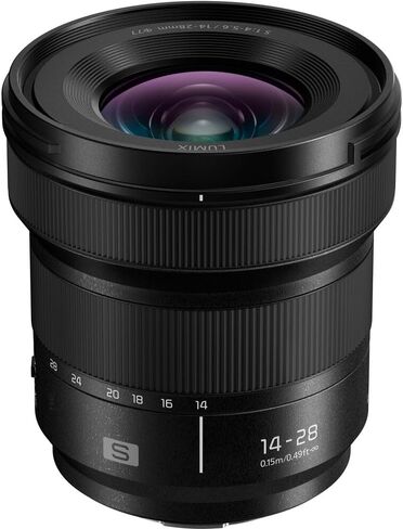 Panasonic Lumix S 14-28mm f/4.5-5.6 Lens for Leica L (S-R1428) Bundle Including: 3-Piece Filter Kit, Lens Pouch, Lens Caps, Lens Hood, Cleaning Kit, Lens Cap Keeper in Saudi Arabia