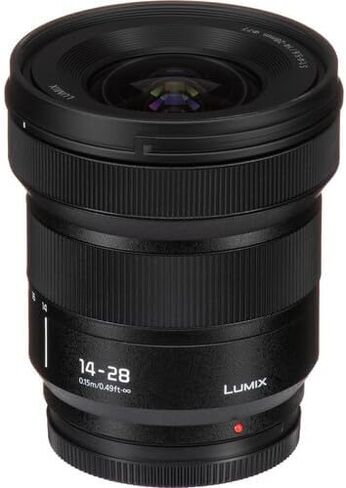 Panasonic Lumix S 14-28mm f/4.5-5.6 Lens for Leica L (S-R1428) Bundle Including: 3-Piece Filter Kit, Lens Pouch, Lens Caps, Lens Hood, Cleaning Kit, Lens Cap Keeper in Saudi Arabia