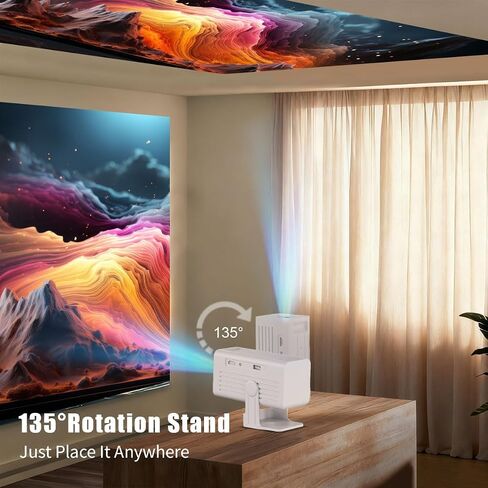[جهاز عرض ذكي مع التطبيقات] جهاز عرض صغير مدعوم بدقة 4K مع واي فاي وبلوتوث، جهاز عرض أفلام XENPONAD للتخييم في غرفة النوم والاستخدام الخارجي، جهاز عرض محمول مع مكبر صوت، حجر مفتاح تلقائي in Kuwait