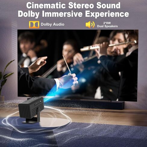 [جهاز عرض ذكي مع التطبيقات] جهاز عرض صغير مدعوم بدقة 4K مع واي فاي وبلوتوث، جهاز عرض أفلام XENPONAD للتخييم في غرفة النوم والاستخدام الخارجي، جهاز عرض محمول مع مكبر صوت، حجر مفتاح تلقائي in Kuwait