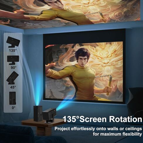 [جهاز عرض ذكي مع التطبيقات] جهاز عرض صغير مدعوم بدقة 4K مع واي فاي وبلوتوث، جهاز عرض أفلام XENPONAD للتخييم في غرفة النوم والاستخدام الخارجي، جهاز عرض محمول مع مكبر صوت، حجر مفتاح تلقائي in Kuwait