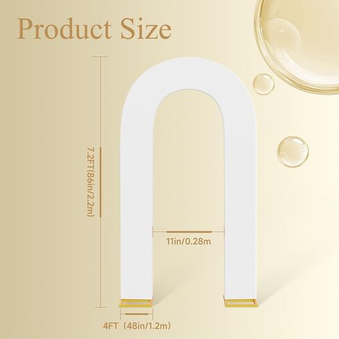 Peomeise 7.2FT غطاء خلفية قوس مفتوح من الألياف اللدنة، غطاء خلفية على شكل حرف U على الوجهين، غطاء حامل كيارا دائري الشكل لحفلات أعياد الميلاد وحفلات الزفاف وديكور استحمام الطفل، أبيض in Kuwait