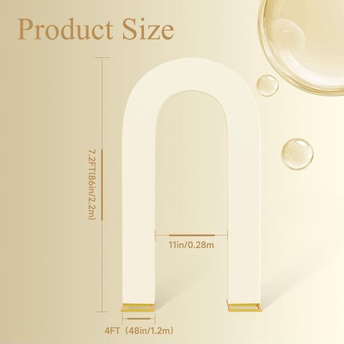 Peomeise 7.2FT غطاء خلفية قوس مفتوح من الألياف اللدنة، غطاء خلفية على شكل حرف U على الوجهين، غطاء حامل كيارا دائري الشكل لحفلات أعياد الميلاد وحفلات الزفاف وديكور استحمام الطفل، أبيض in Kuwait