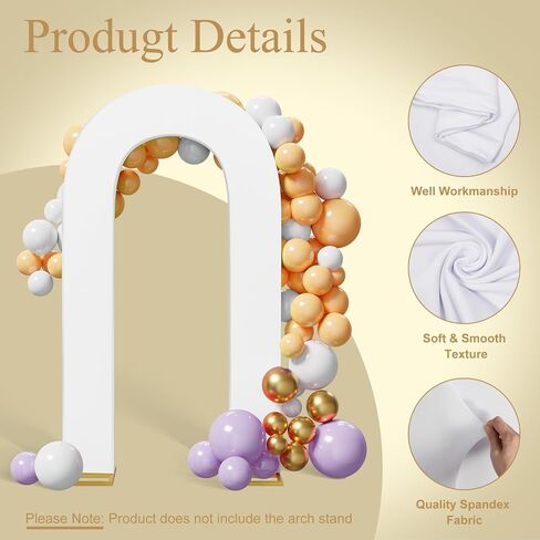 Peomeise 7.2FT غطاء خلفية قوس مفتوح من الألياف اللدنة، غطاء خلفية على شكل حرف U على الوجهين، غطاء حامل كيارا دائري الشكل لحفلات أعياد الميلاد وحفلات الزفاف وديكور استحمام الطفل، أبيض in Kuwait