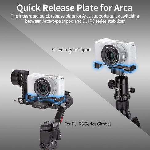 اللوحة السفلية Nitze ZV-E10 II لهاتف Sony ZV-E10 II، مع لوحة مدمجة سريعة التحرير لـ Arca وفتحة الحزام وفتحات ملولبة 1/4 بوصة - T-S15A in Kuwait
